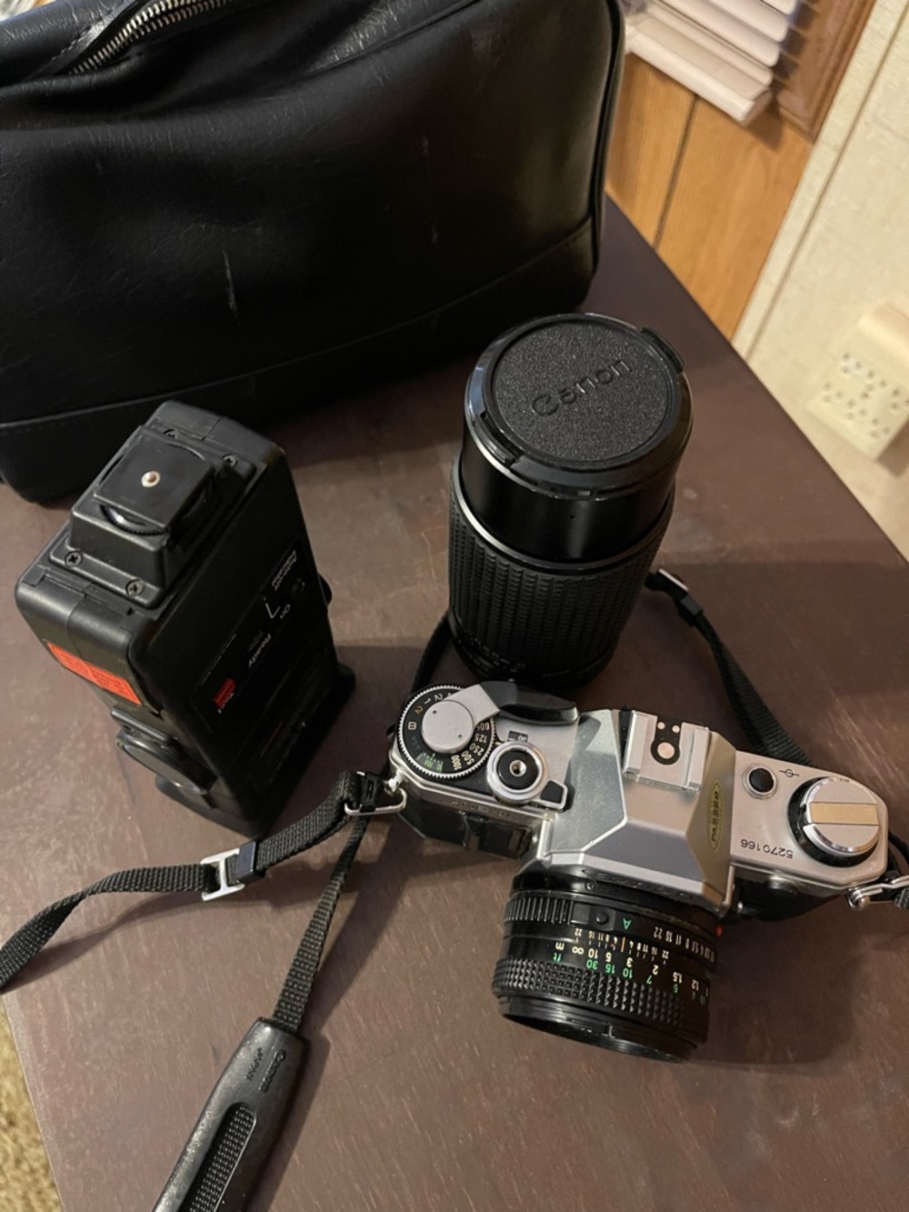 Canon Vintage AE -1 35 mm Camera with Black Zoom Len and Case